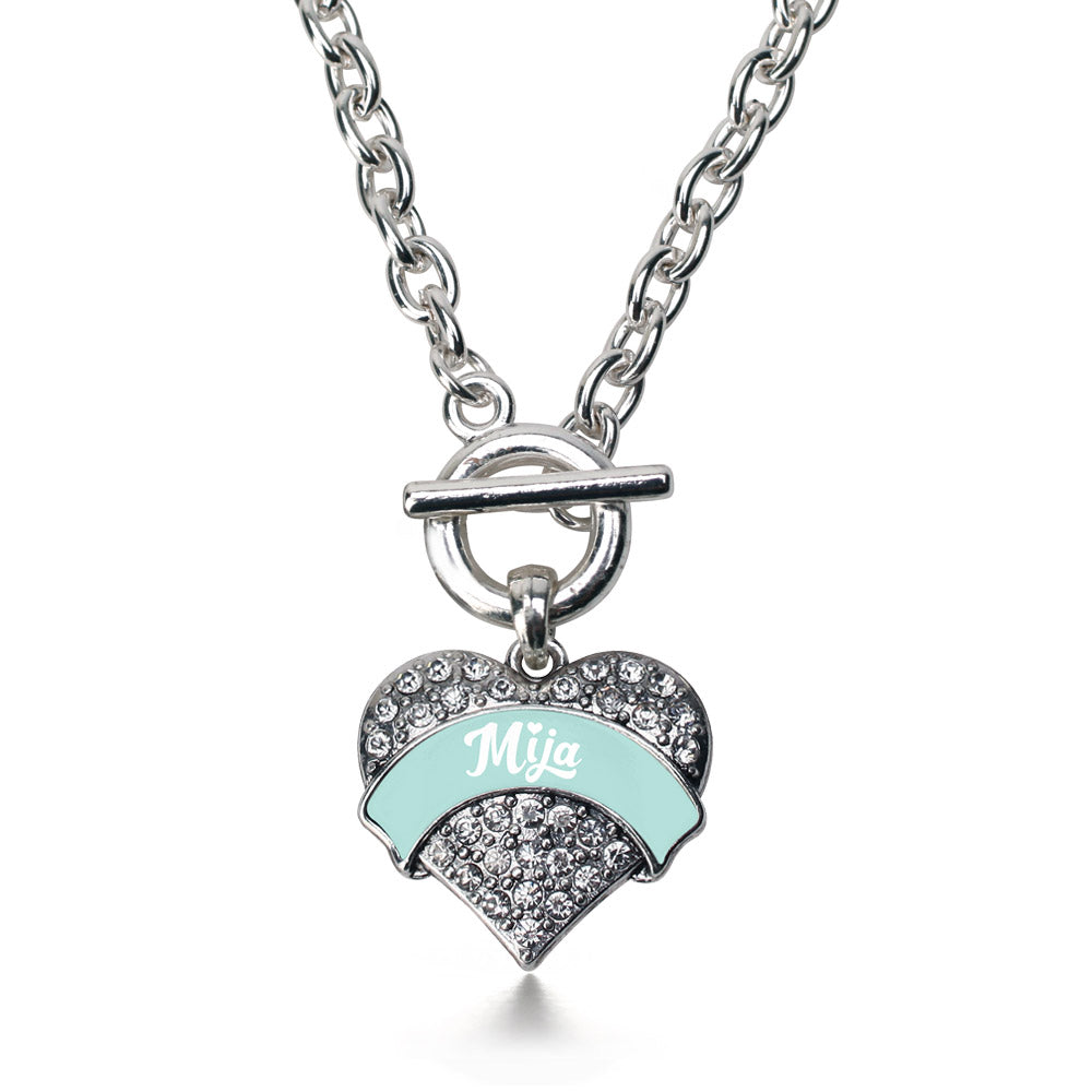 Silver Mint Mija Pave Heart Charm Toggle Necklace