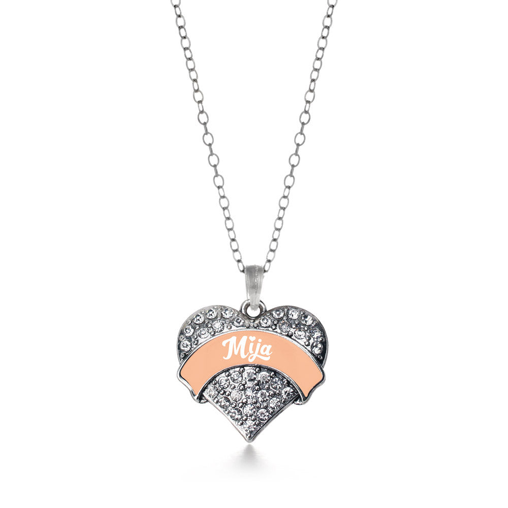 Silver Peach Mija Pave Heart Charm Classic Necklace