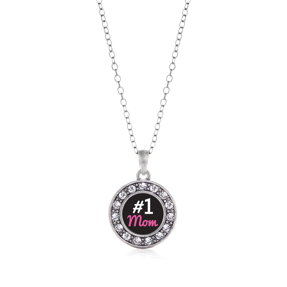 Silver #1 Mom Circle Charm Classic Necklace