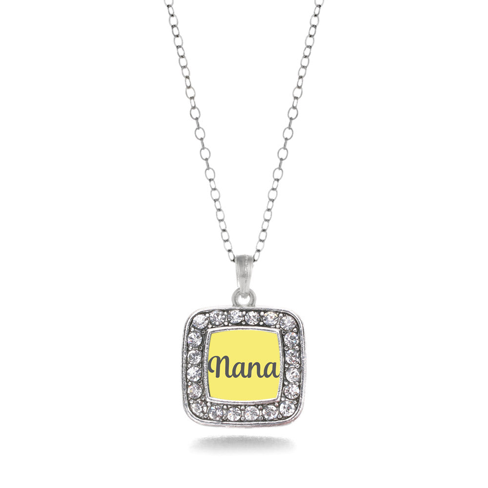Silver Yellow Nana Square Charm Classic Necklace