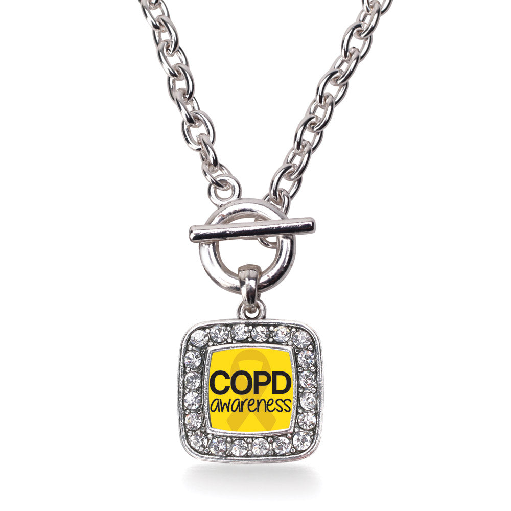 Silver COPD Awareness Square Charm Toggle Necklace