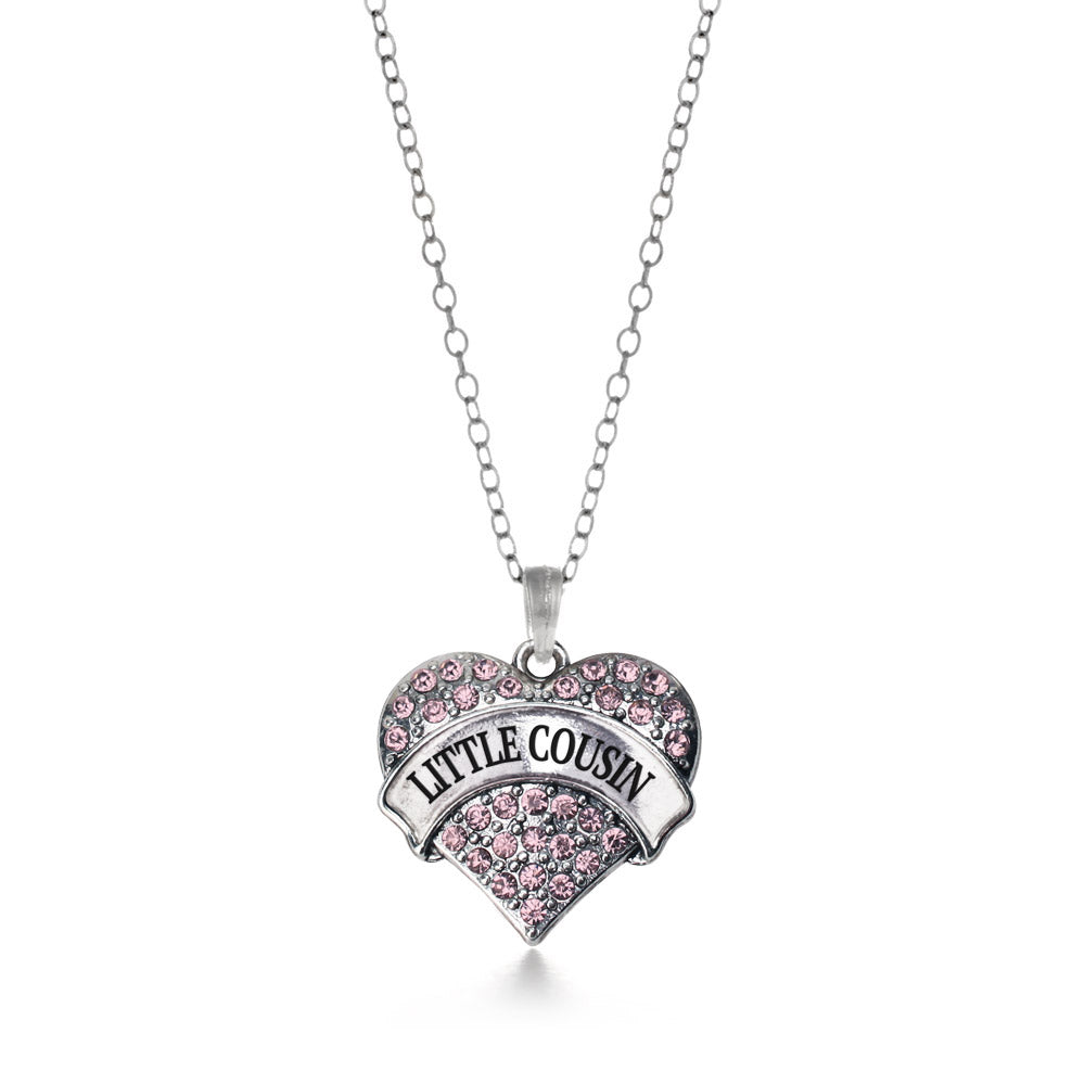 Silver Little Cousin Pink Pink Pave Heart Charm Classic Necklace
