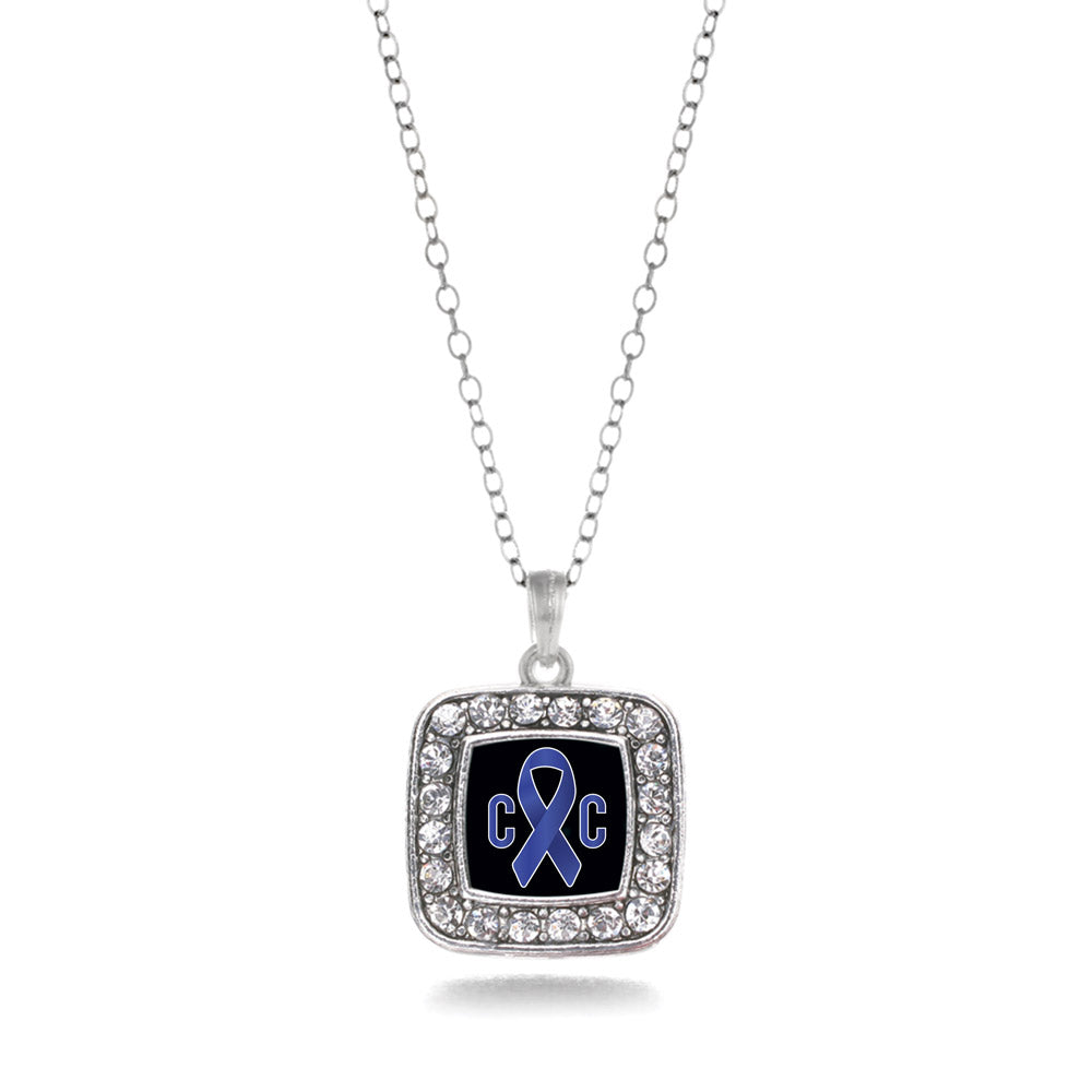Silver Colon Cancer Awareness Square Charm Classic Necklace