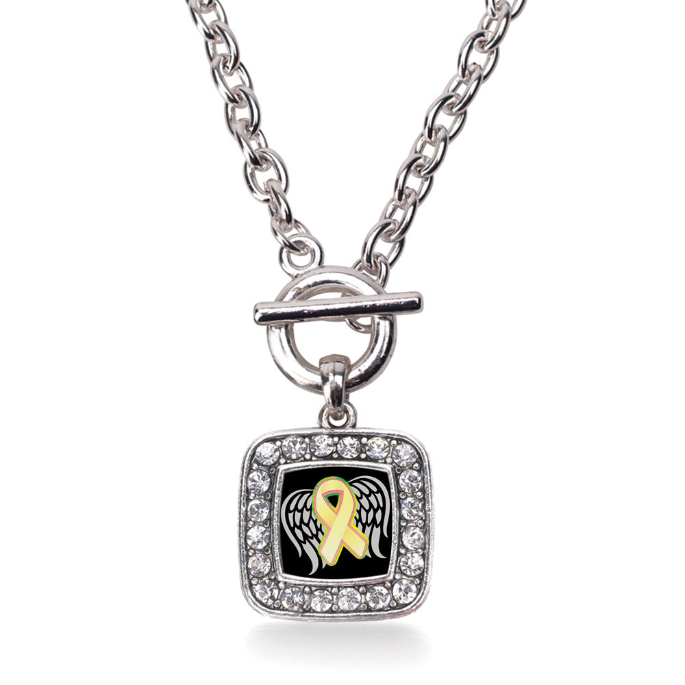 Silver Trisomy 13 Awareness Square Charm Toggle Necklace