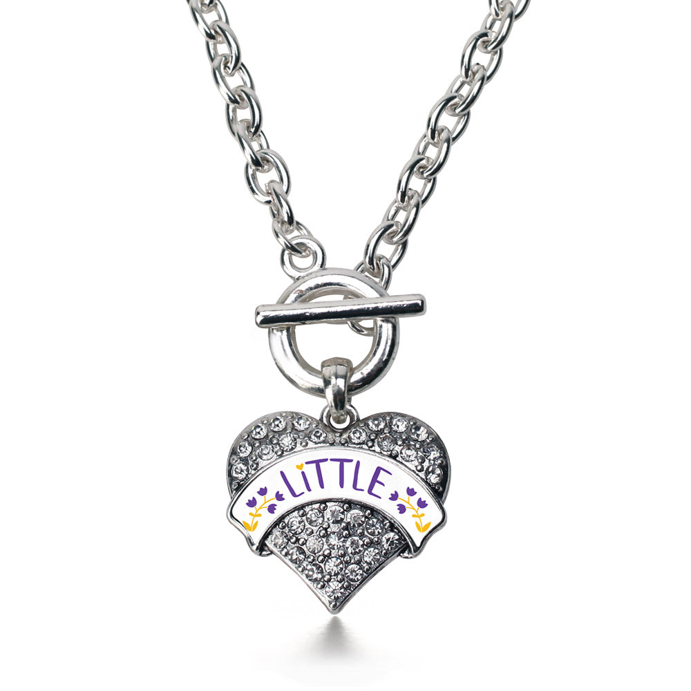 Silver Royal Purple and Canary Yellow Little Pave Heart Charm Toggle Necklace