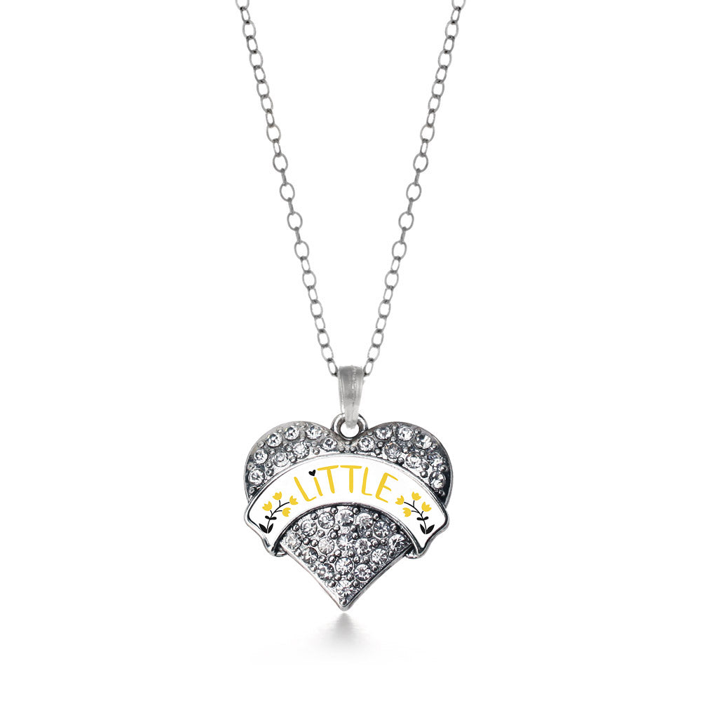 Silver Canary Yellow and Black Little Pave Heart Charm Classic Necklace