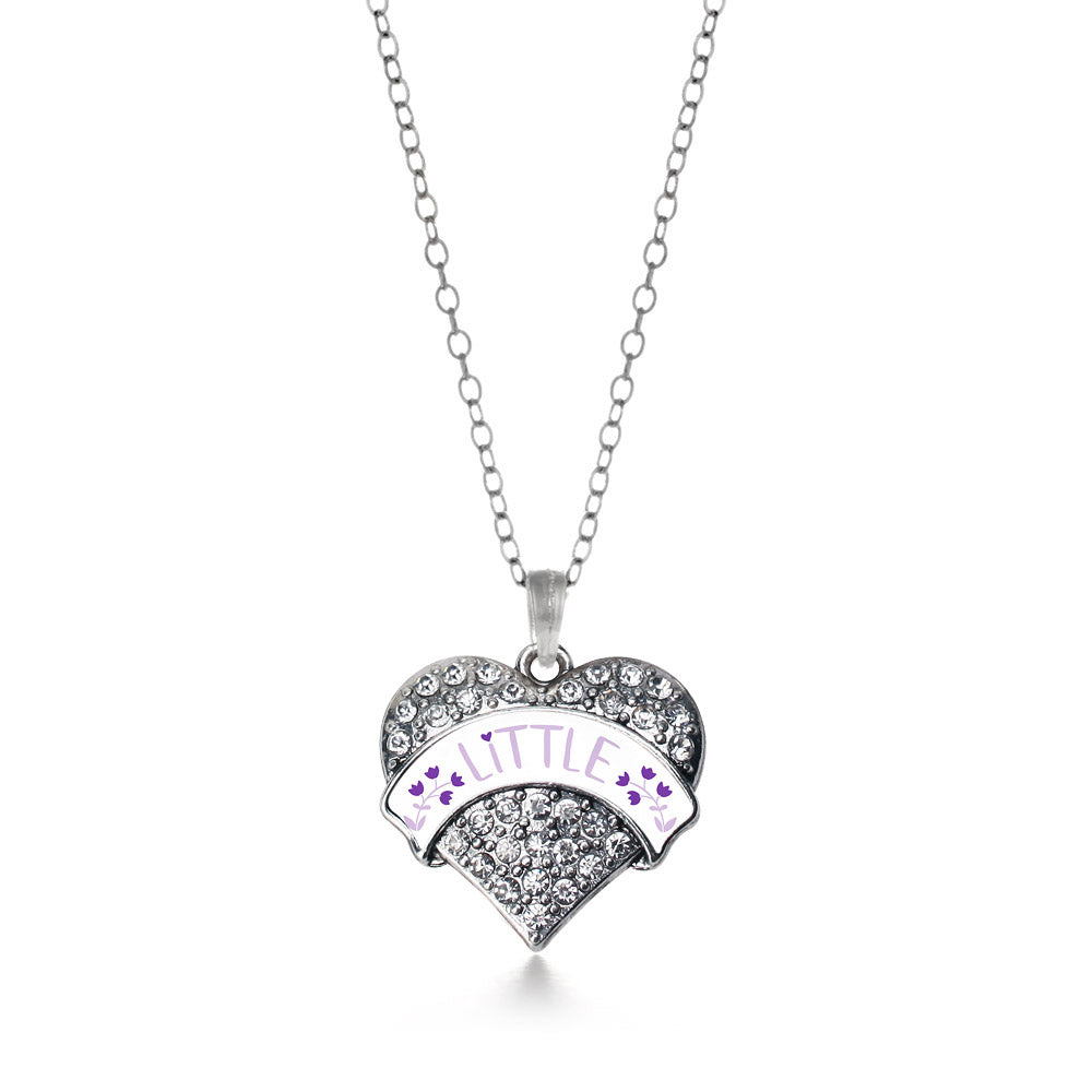 Silver Lavender and Royal Purple Little Pave Heart Charm Classic Necklace