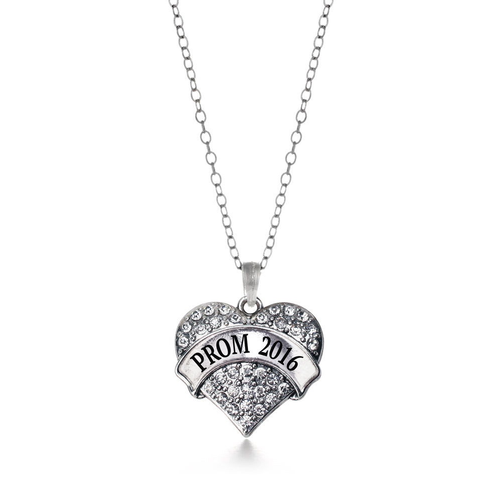 Silver Prom 2016 Pave Heart Charm Classic Necklace