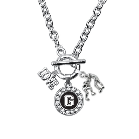 Silver Wrestling - Sports Initial G Circle Charm Toggle Necklace
