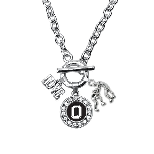 Silver Wrestling - Sports Initial O Circle Charm Toggle Necklace