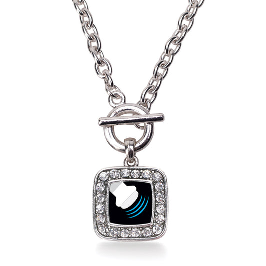 Silver Sonographer Square Charm Toggle Necklace