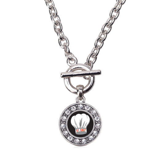 Silver #1 Chef Circle Charm Toggle Necklace