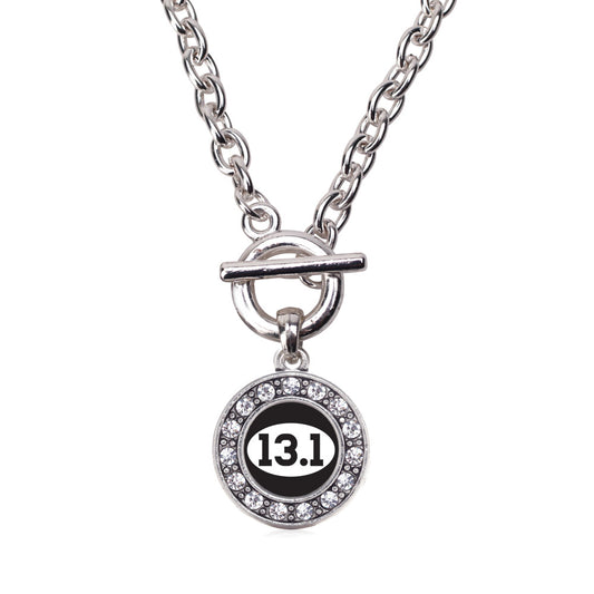 Silver 13.1 Runners Circle Charm Toggle Necklace