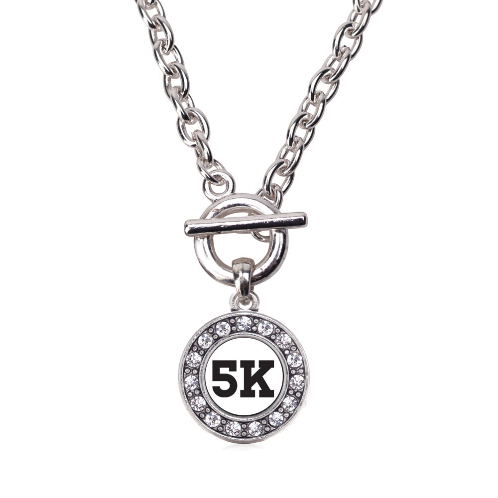 Silver 5K Runners Circle Charm Toggle Necklace