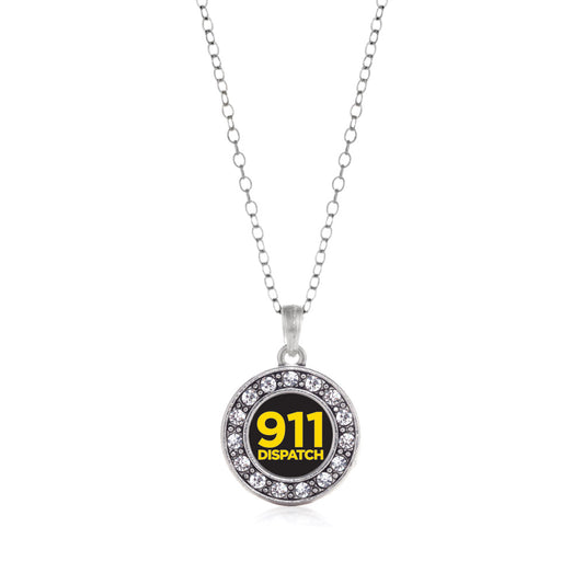Silver 911 Dispatch Circle Charm Classic Necklace