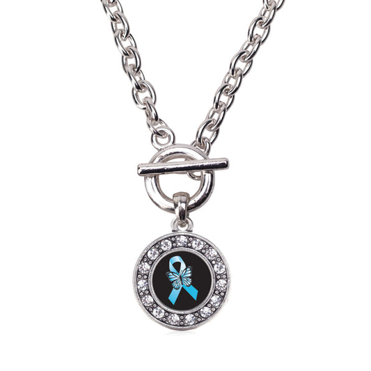 Silver Addiction Recovery Circle Charm Toggle Necklace