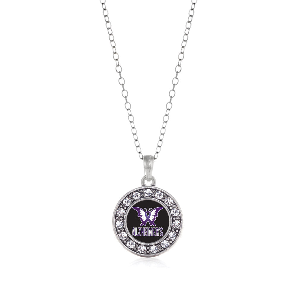 Silver Alzheimers Awareness Circle Charm Classic Necklace