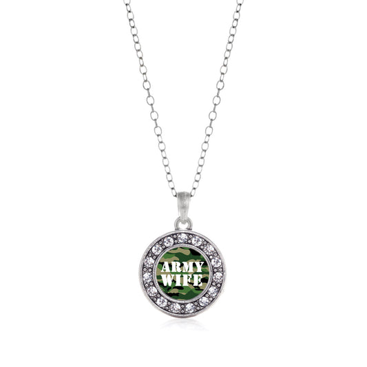 Silver Army Wife Circle Charm Classic Necklace
