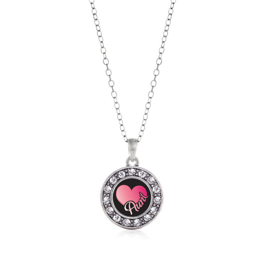 Silver Aunt Circle Charm Classic Necklace