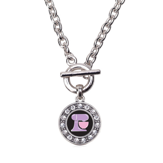 Silver Baking Mixer Circle Charm Toggle Necklace