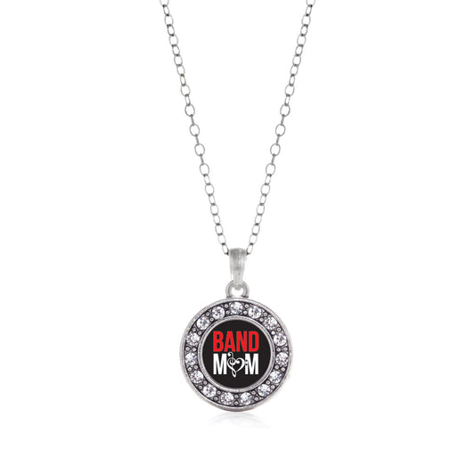 Silver Band Mom Circle Charm Classic Necklace