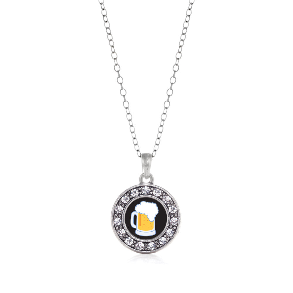 Silver Beer Lovers Circle Charm Classic Necklace