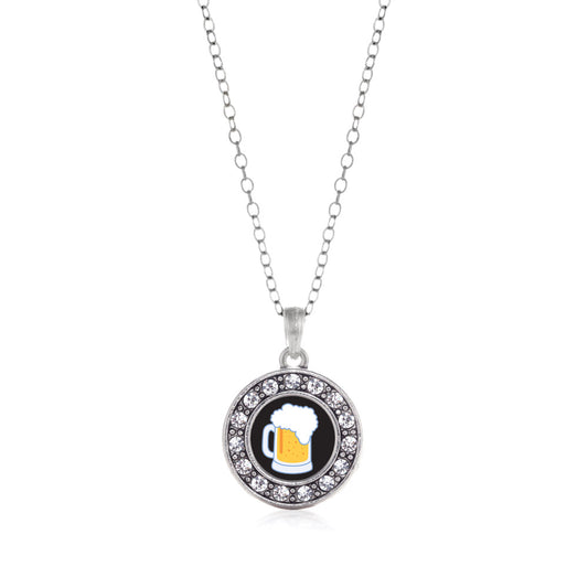 Silver Beer Lovers Circle Charm Classic Necklace