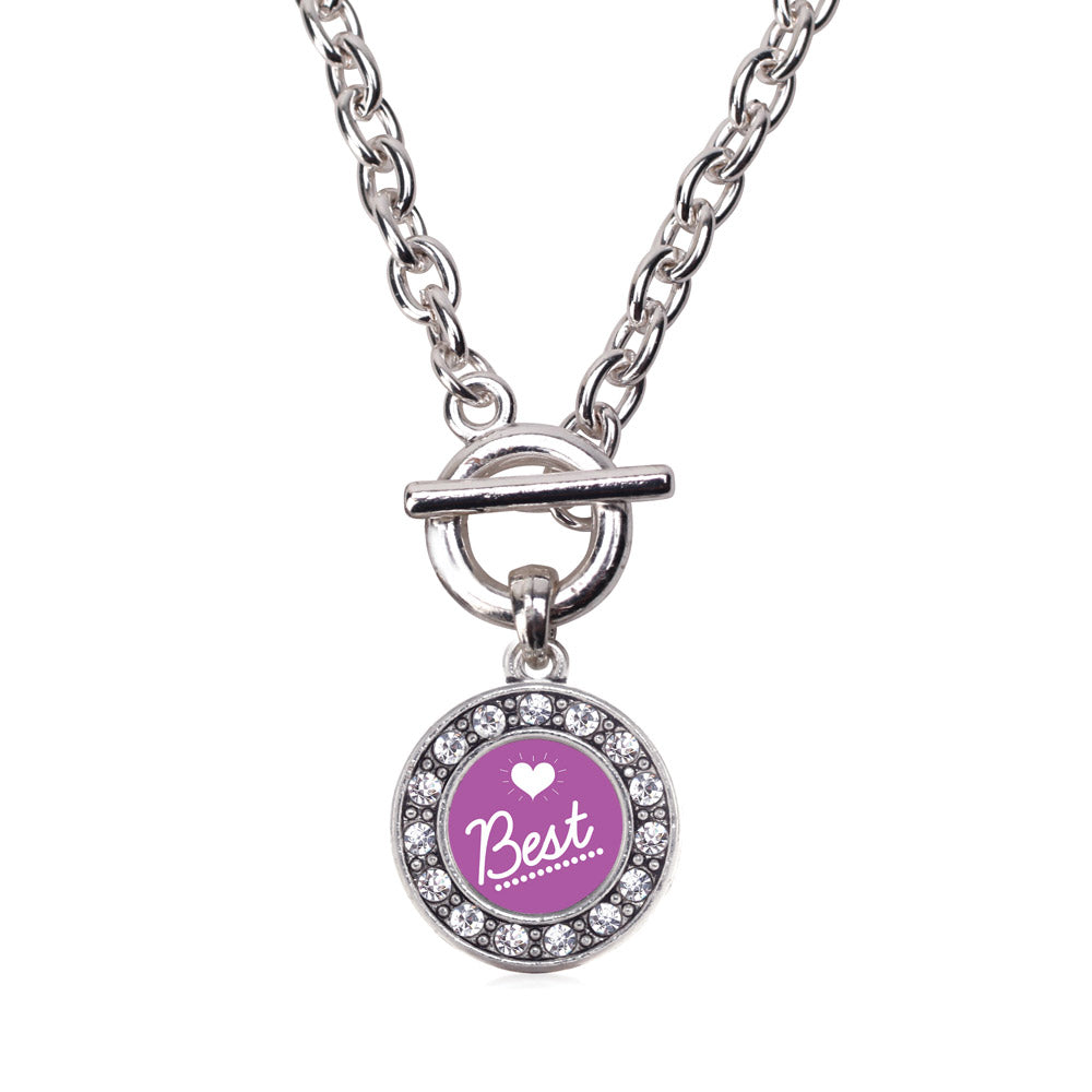 Silver Best Circle Charm Toggle Necklace