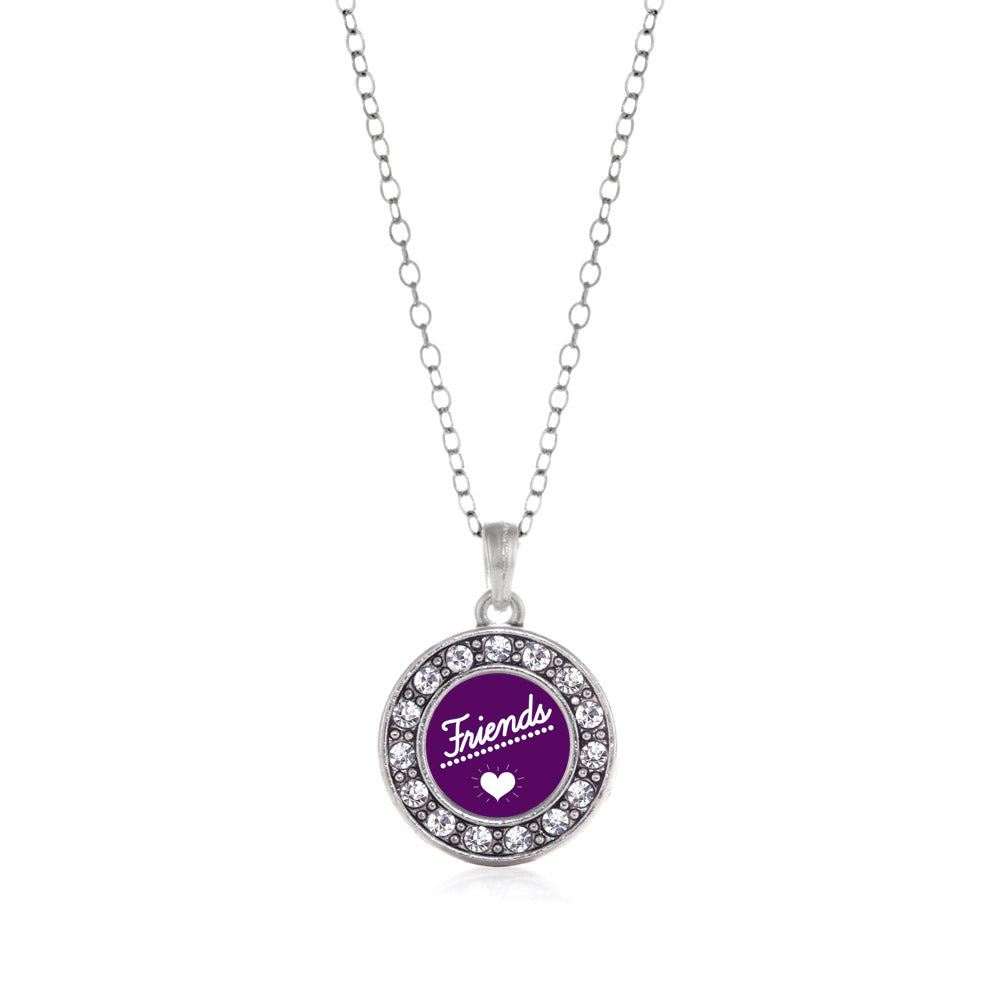 Silver Friends Circle Charm Classic Necklace