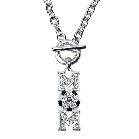 Silver Soccer Mom Charm Toggle Necklace