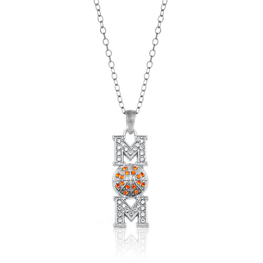 Silver Basketball Mom Charm Classic Necklace