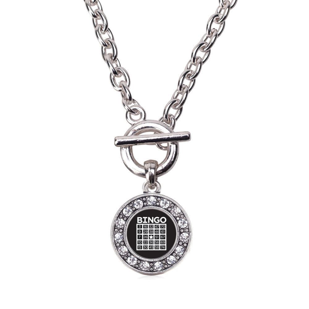 Silver Bingo Circle Charm Toggle Necklace