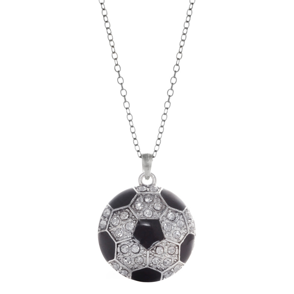 Silver Soccer Ball Charm Classic Necklace