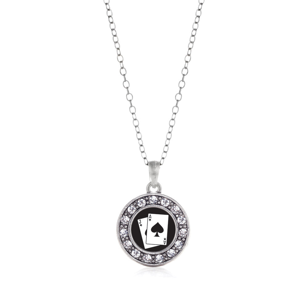 Silver Blackjack Circle Charm Classic Necklace