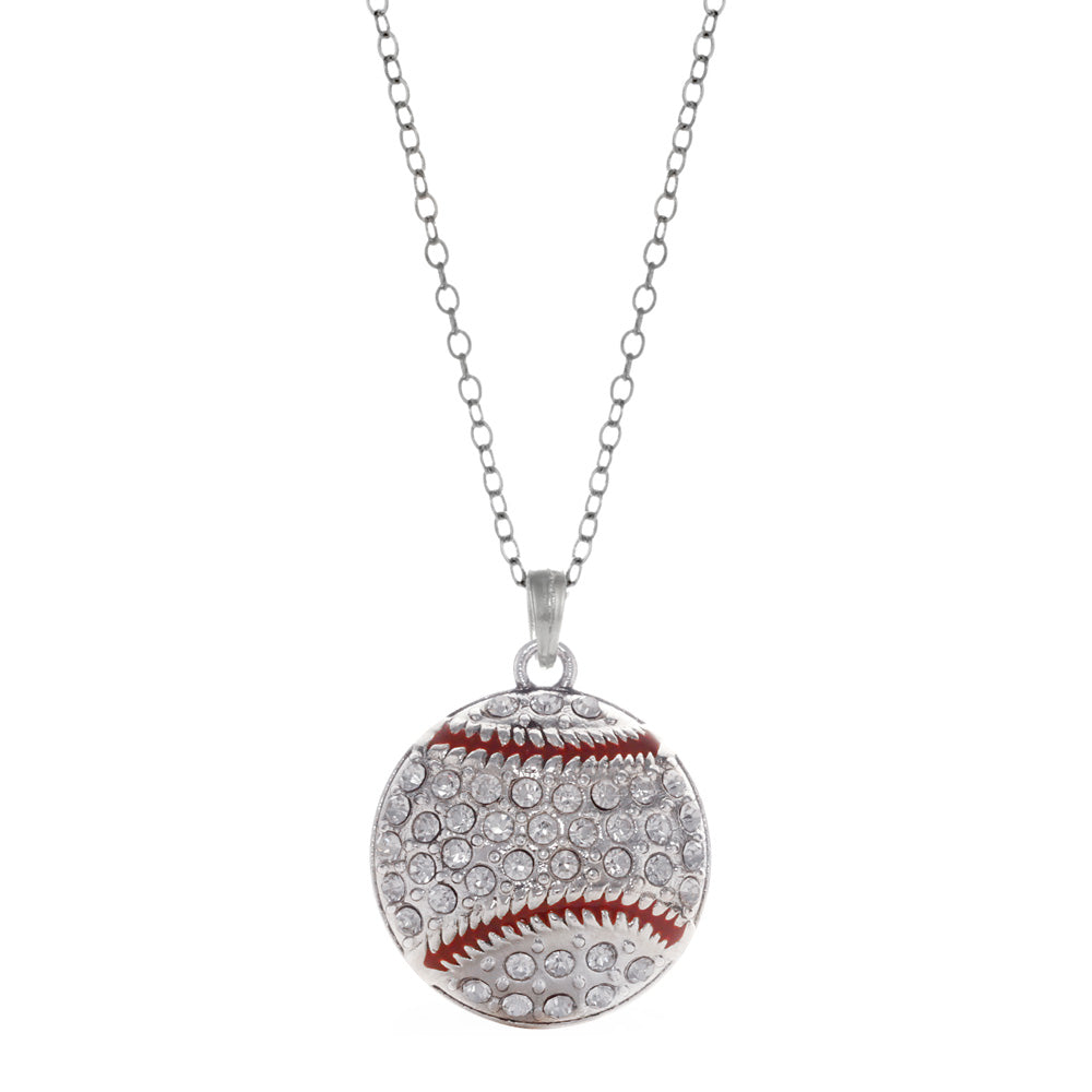 Silver Baseball Charm Classic Necklace