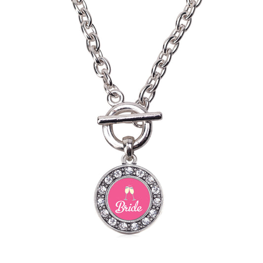 Silver Bride To Be Circle Charm Toggle Necklace