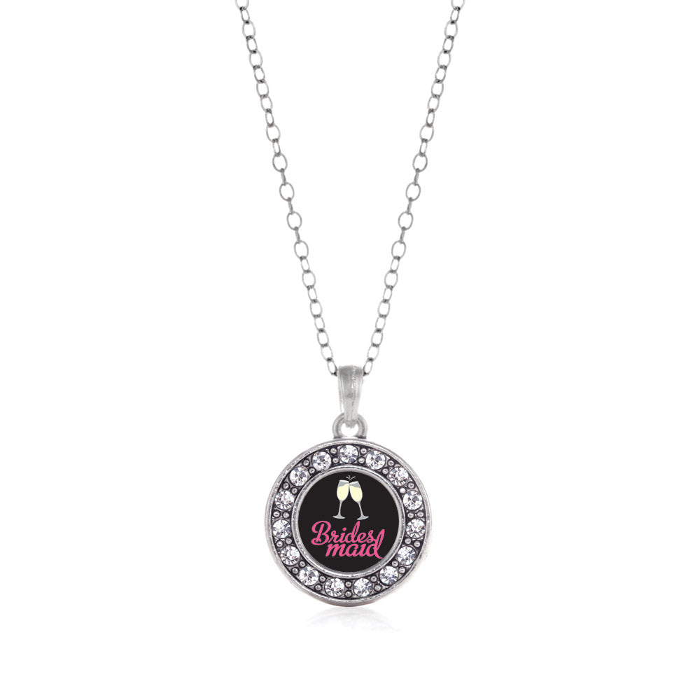 Silver Bridesmaid Circle Charm Classic Necklace