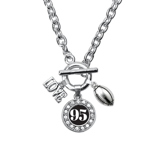 Silver Football - Sports Number 95 Circle Charm Toggle Necklace