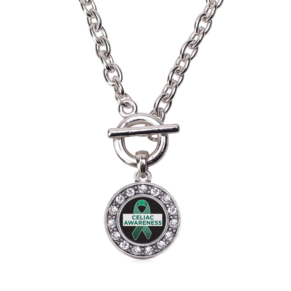 Silver Celiac Awareness Circle Charm Toggle Necklace