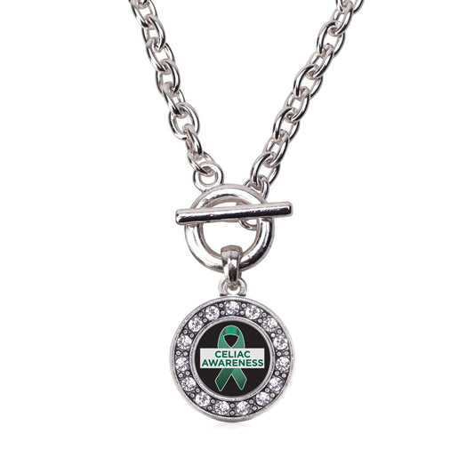 Silver Celiac Awareness Circle Charm Toggle Necklace