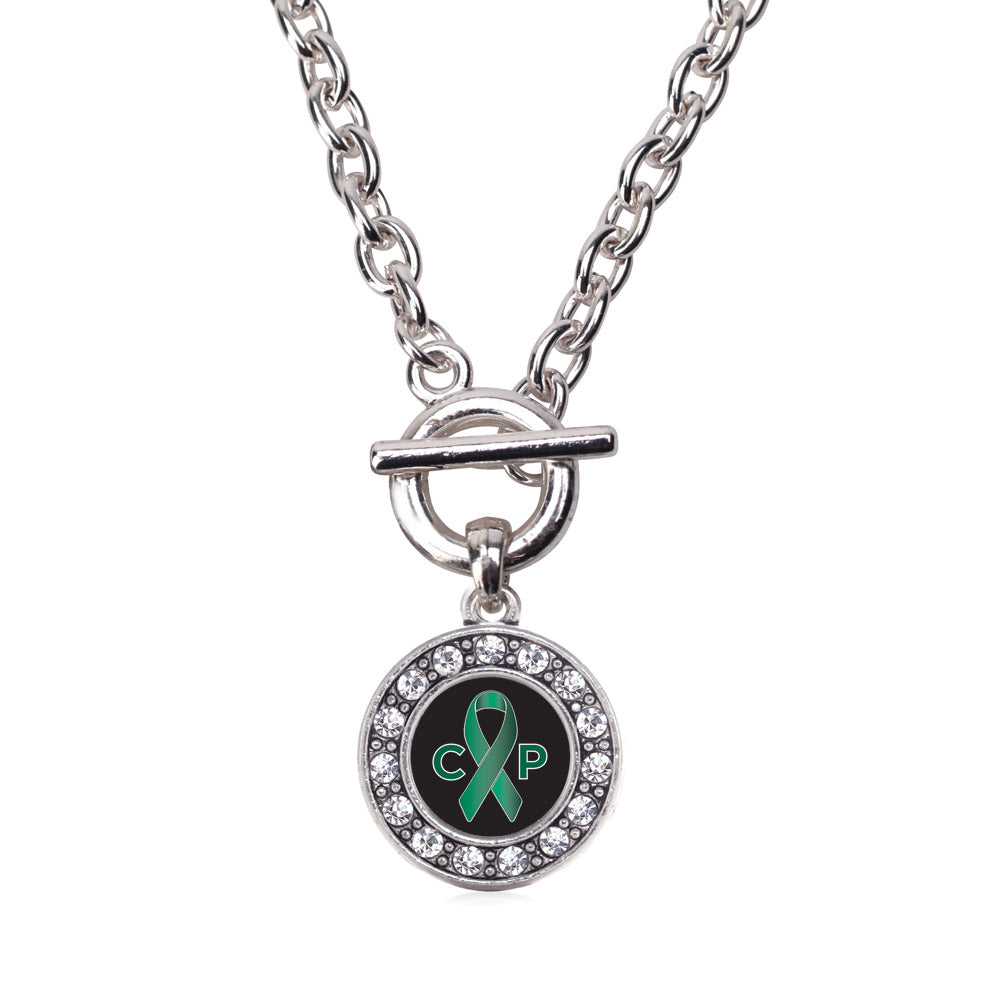 Silver Cerebral Palsy Circle Charm Toggle Necklace
