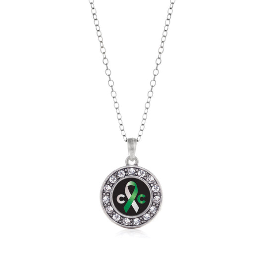 Silver Cervical Cancer Support Circle Charm Classic Necklace
