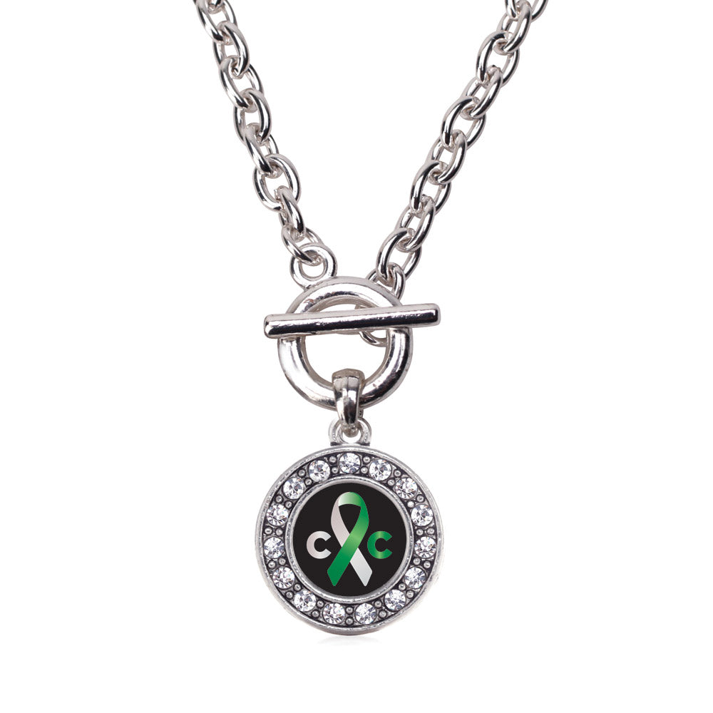 Silver Cervical Cancer Support Circle Charm Toggle Necklace
