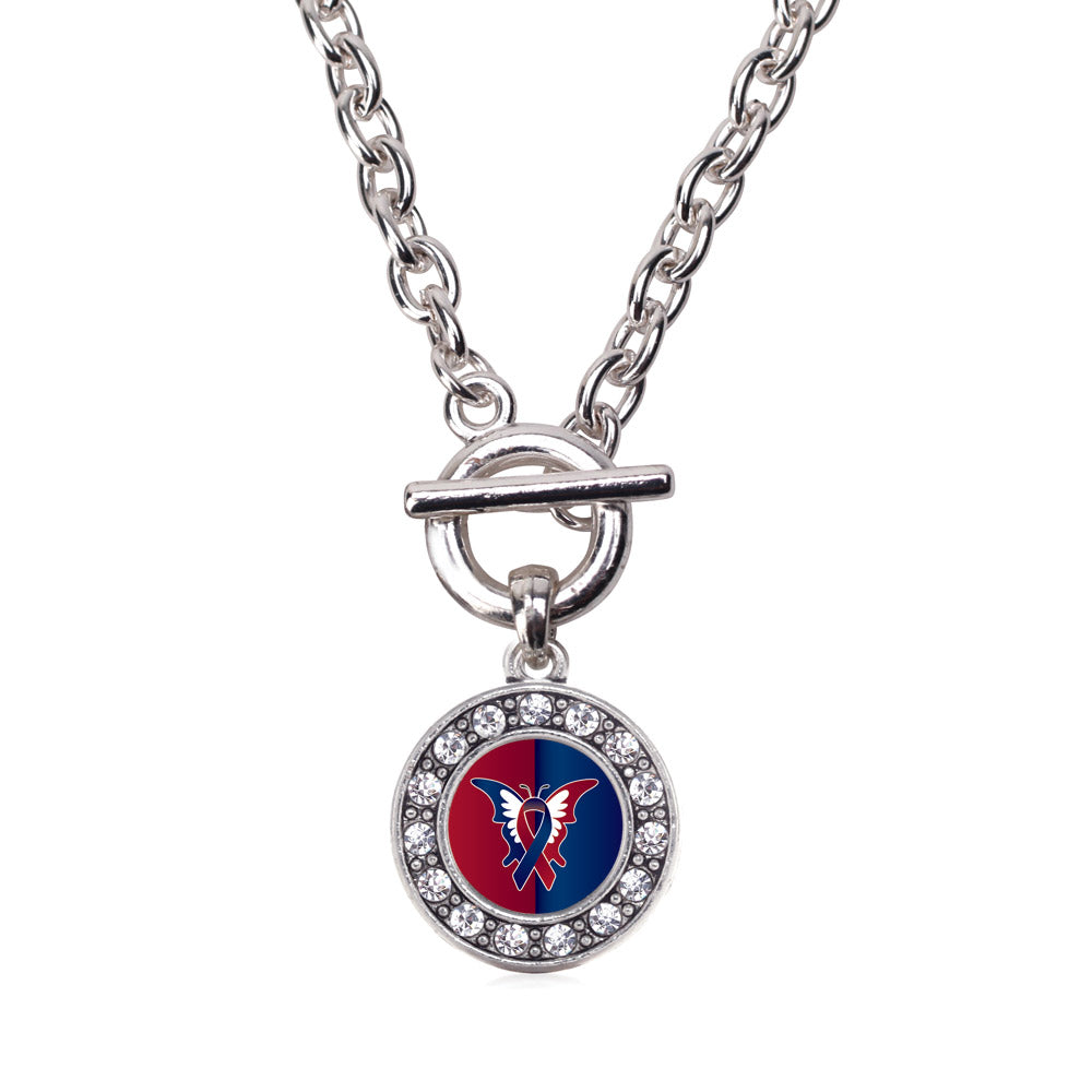 Silver CHD Support Circle Charm Toggle Necklace