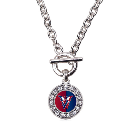 Silver CHD Support Circle Charm Toggle Necklace