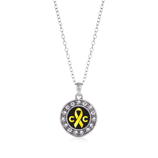 Silver Childhood Cancer Support Circle Charm Classic Necklace