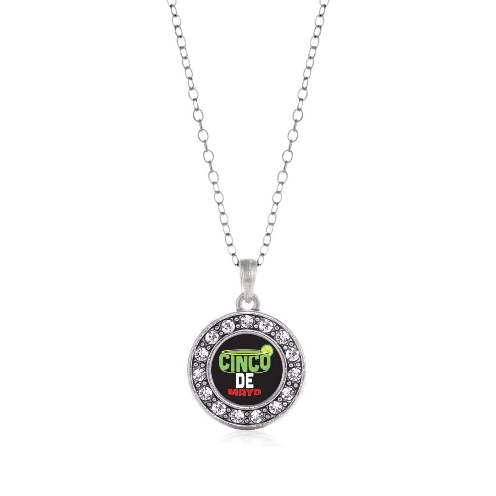 Silver Cinco De Mayo Circle Charm Classic Necklace