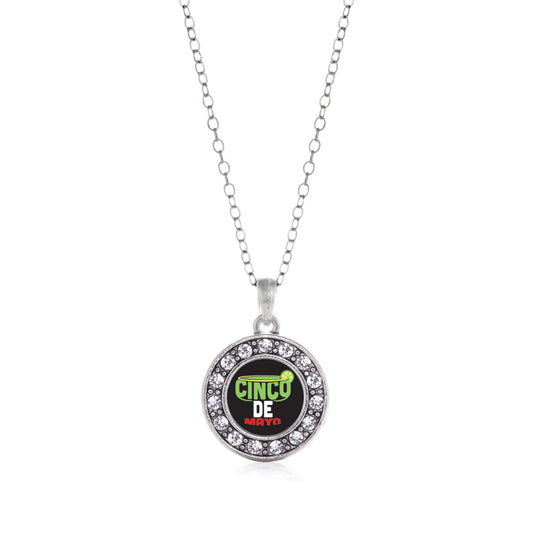 Silver Cinco De Mayo Circle Charm Classic Necklace