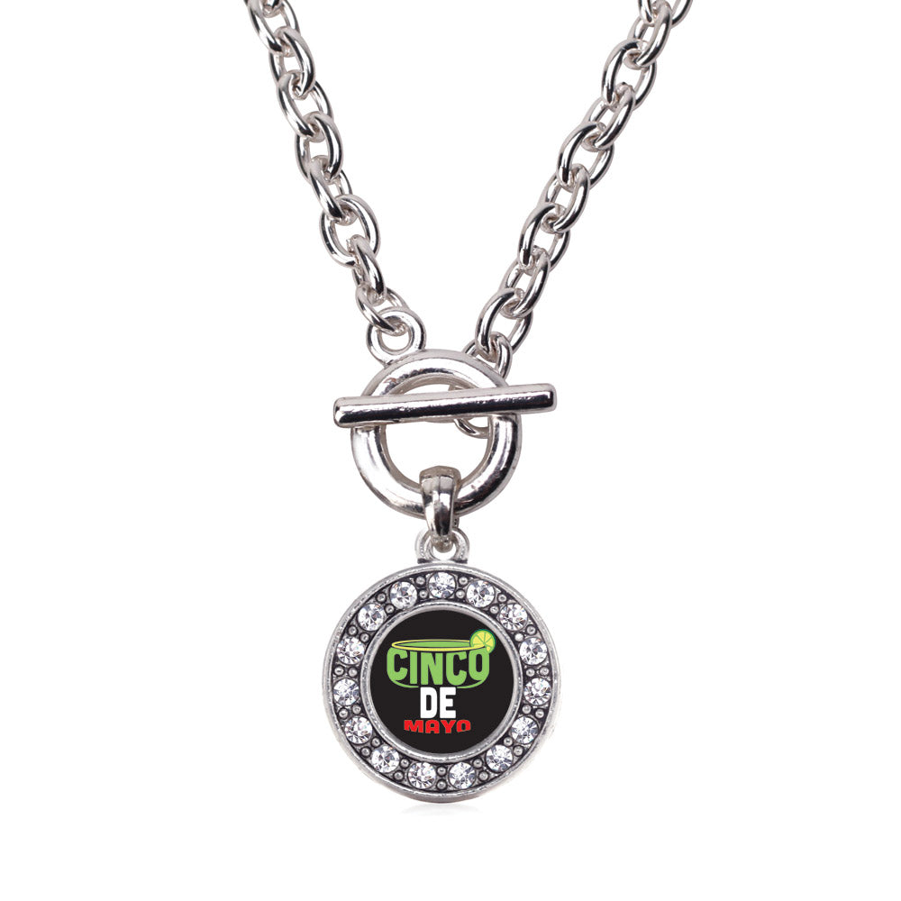 Silver Cinco De Mayo Circle Charm Toggle Necklace