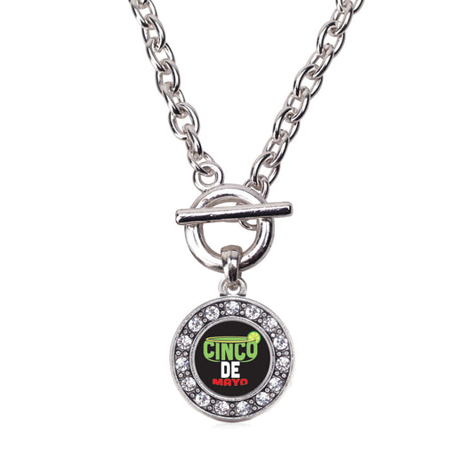Silver Cinco De Mayo Circle Charm Toggle Necklace